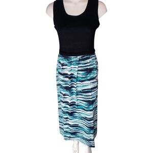 Blue and Green Midi Pencil Skirt for Casual Wear